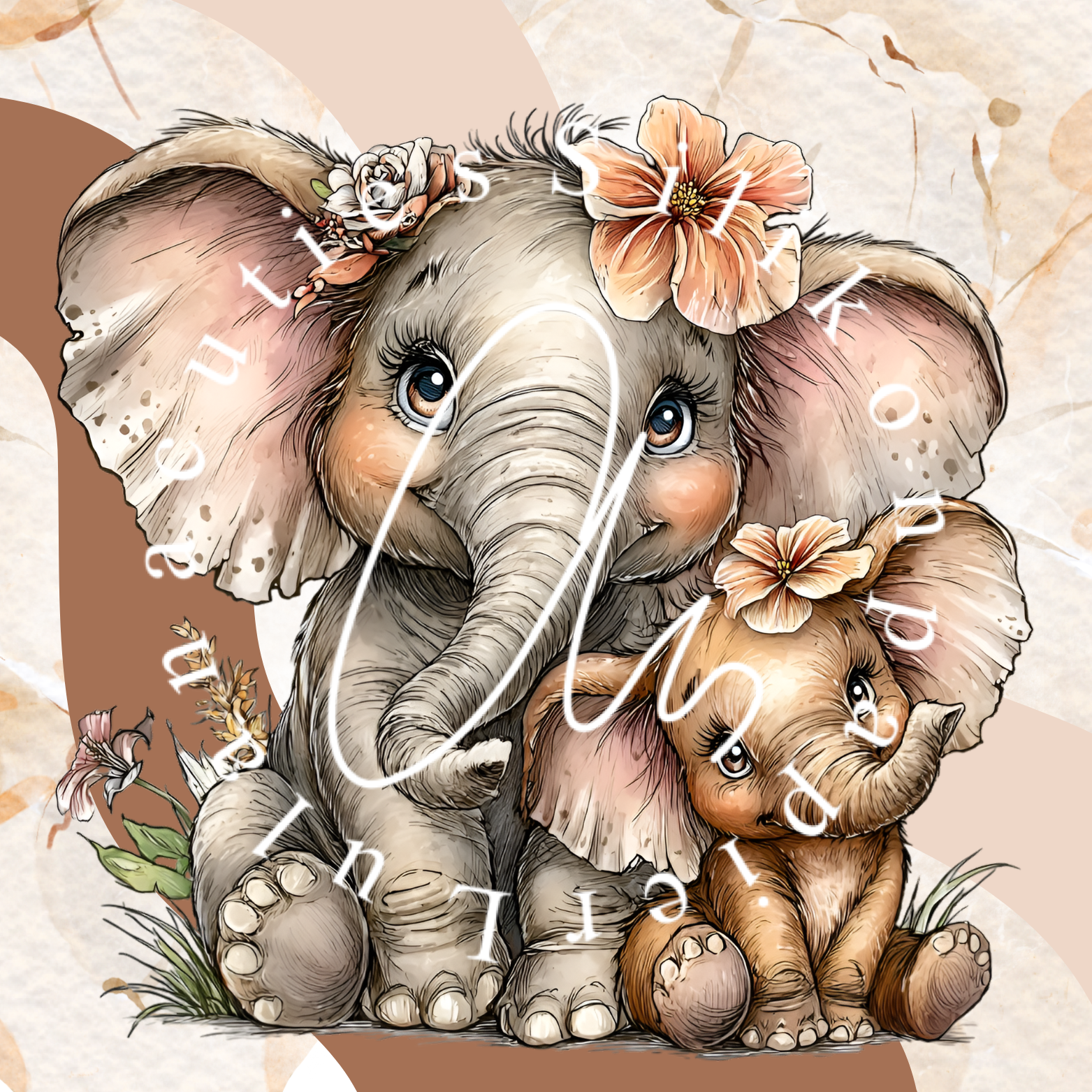 Silikonpapier Beige Elefant