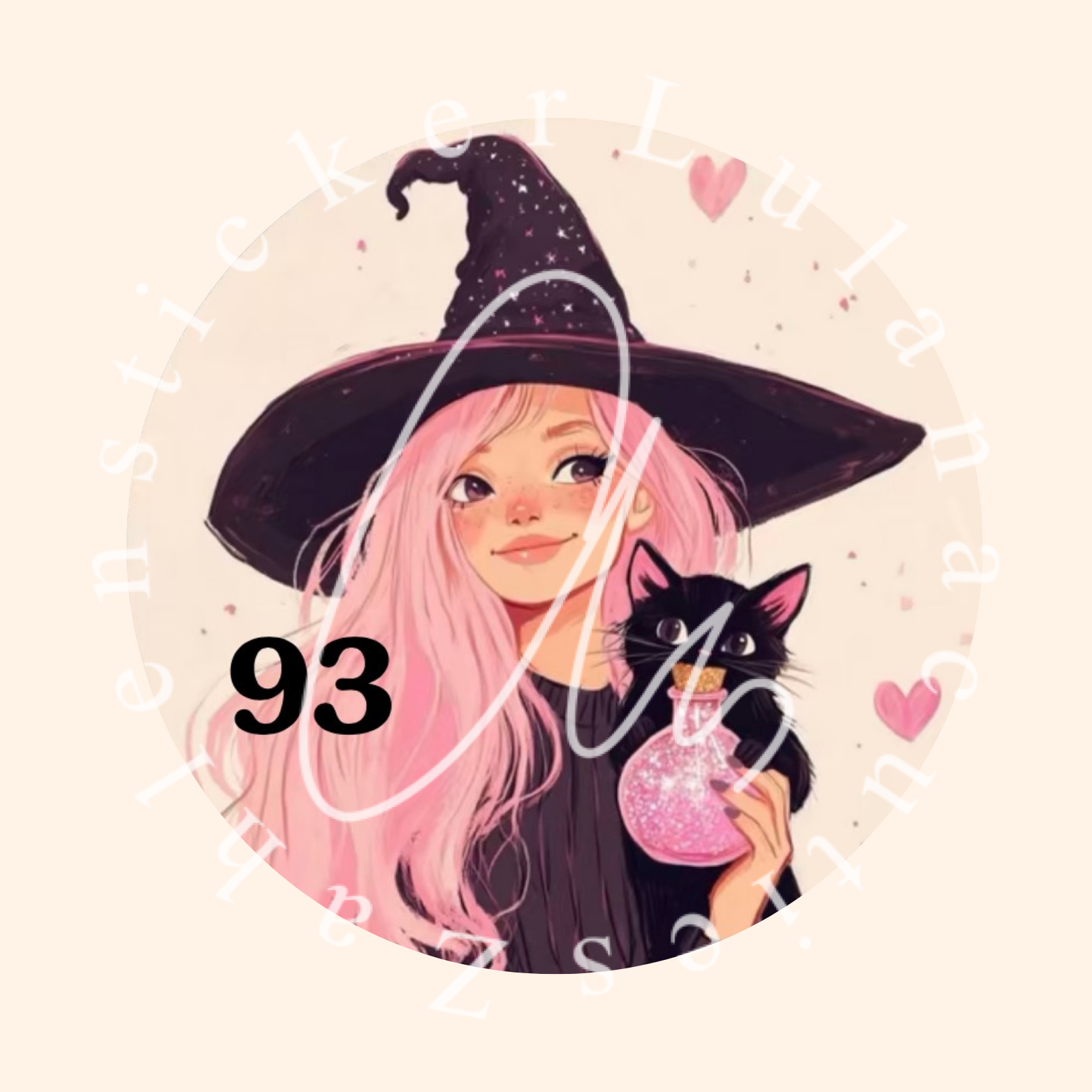 Zahlensticker  hexe by Traumpixxel für runde Diamond painting Dosen