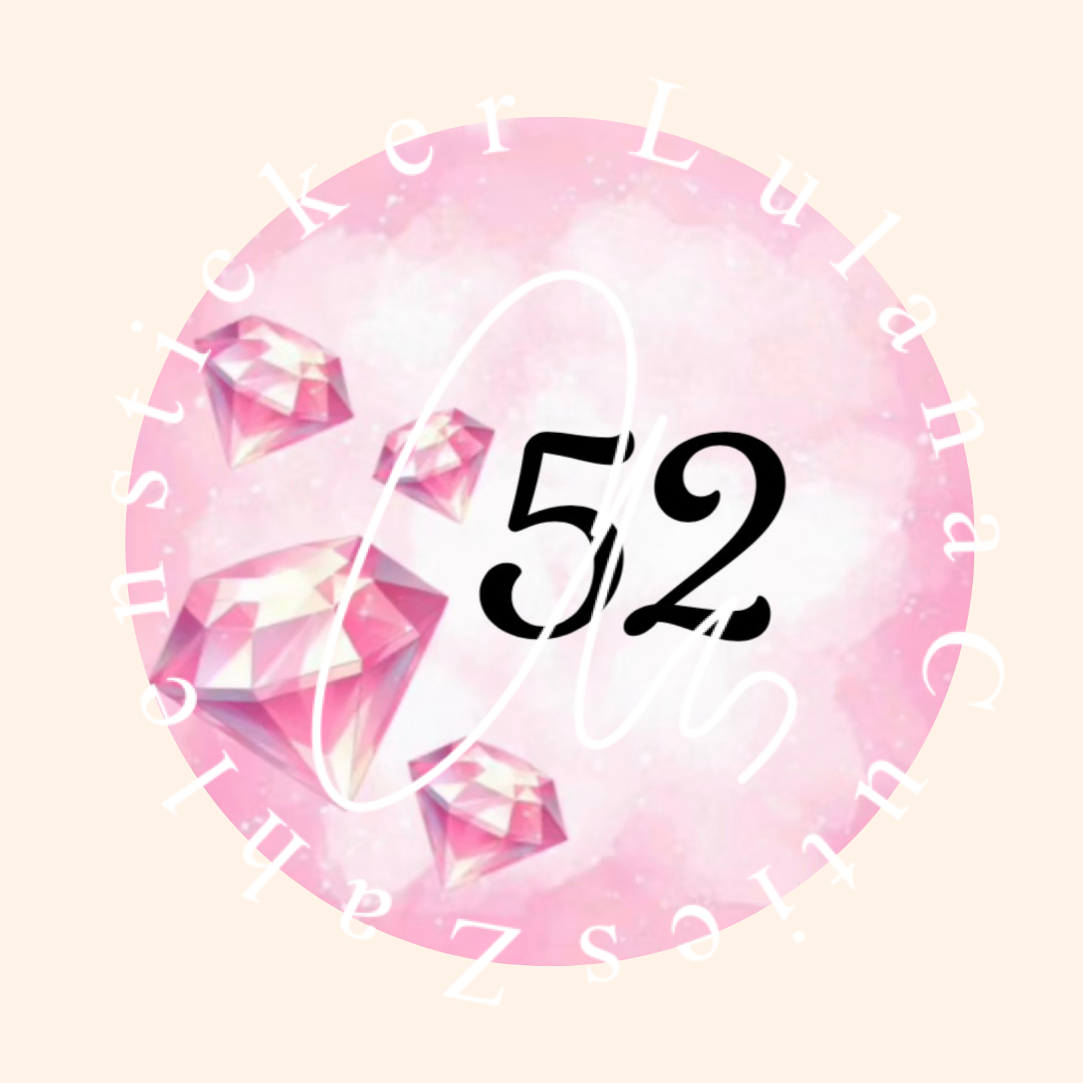 Zahlensticker rosa Diamant