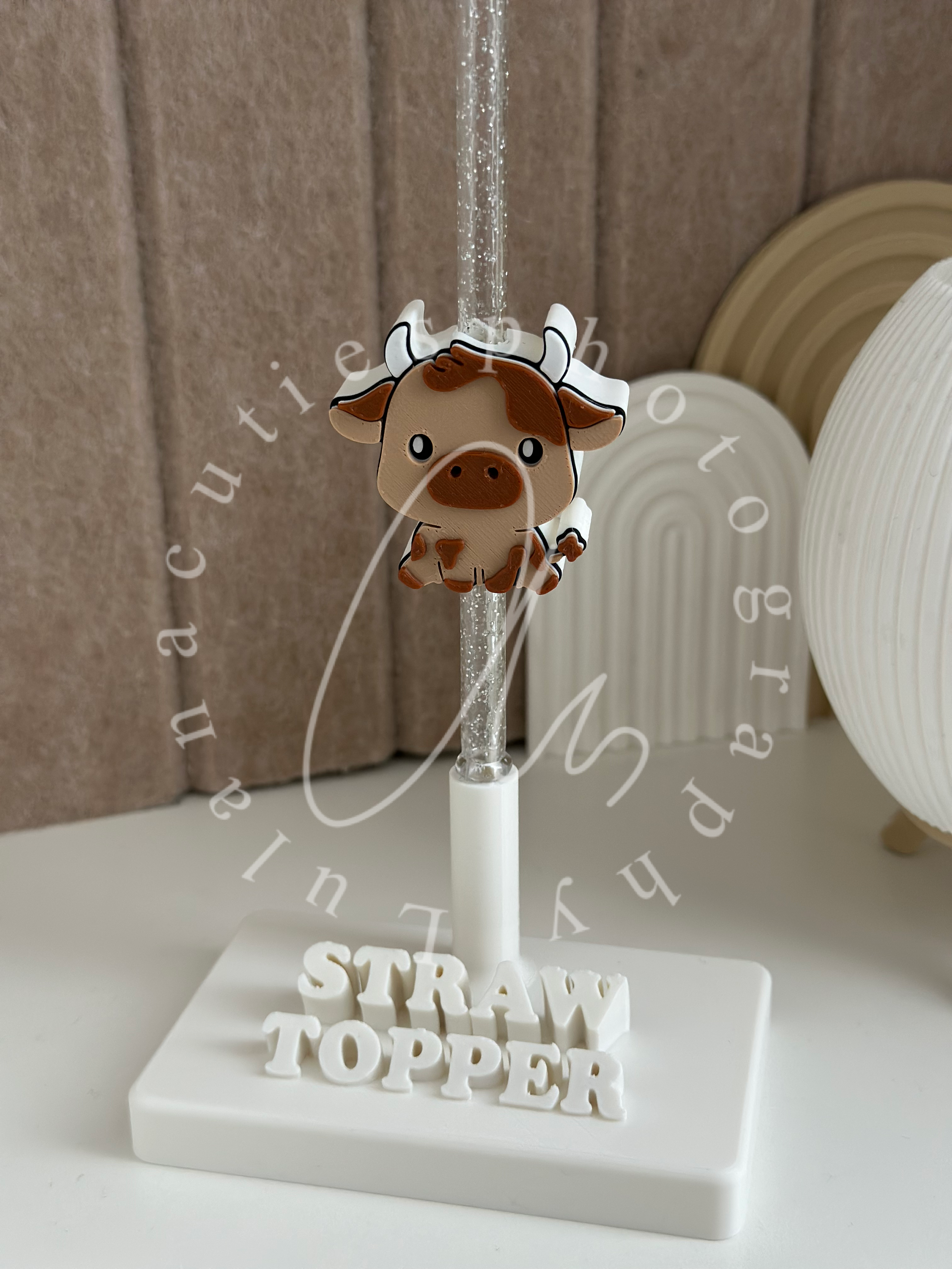 Strohalm mit Topper Kuh