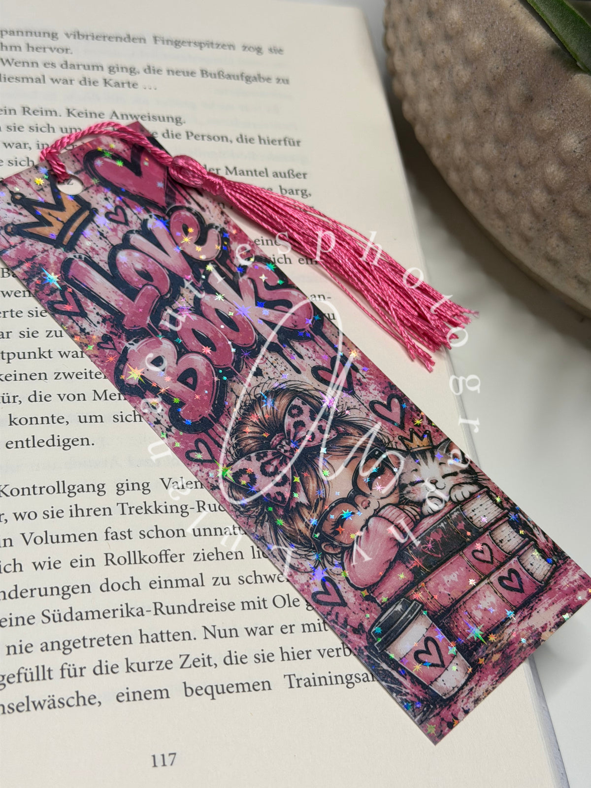 Lesezeichen love Books Mädchen Holo
