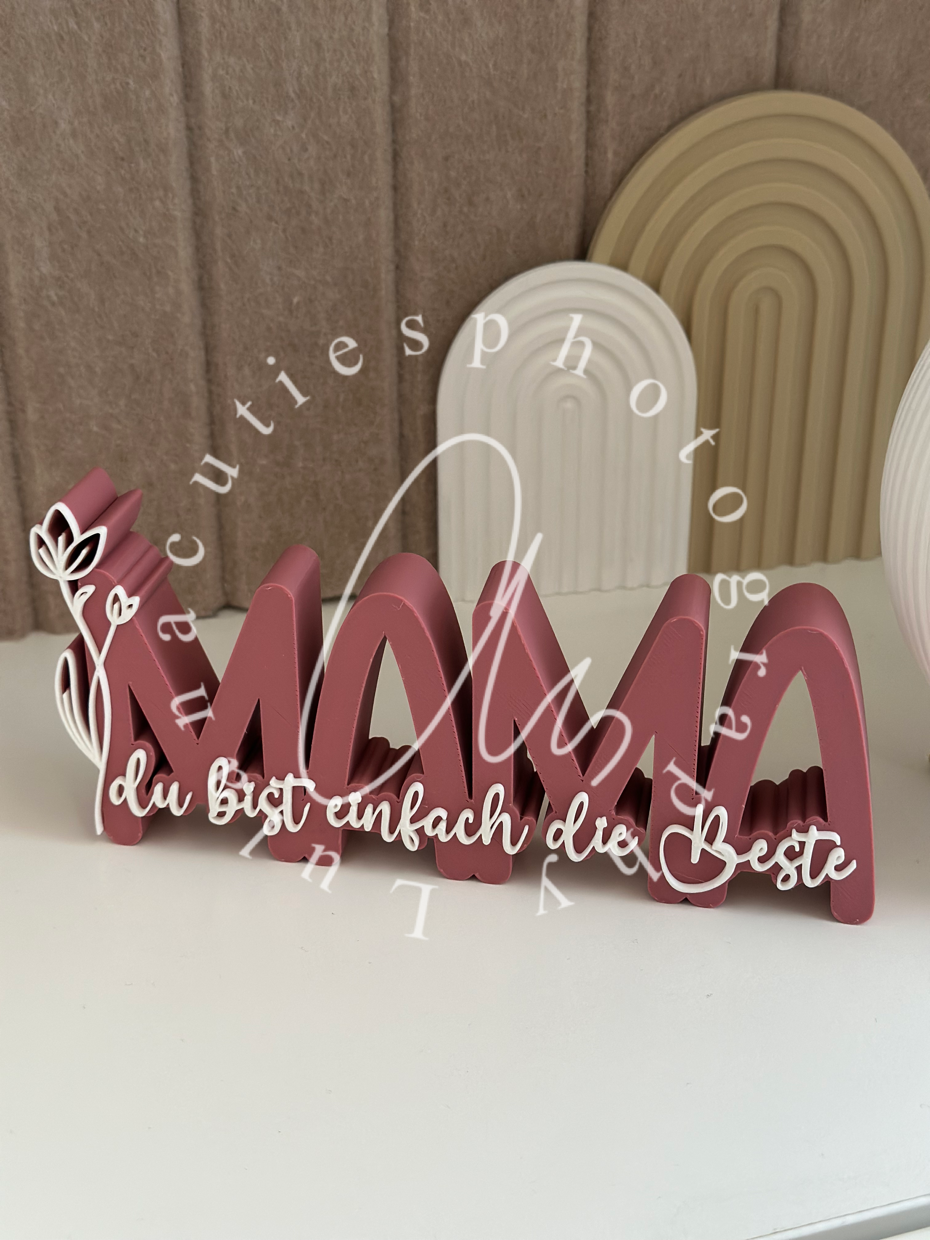 Schriftzug Beste Mama weiß/rosa