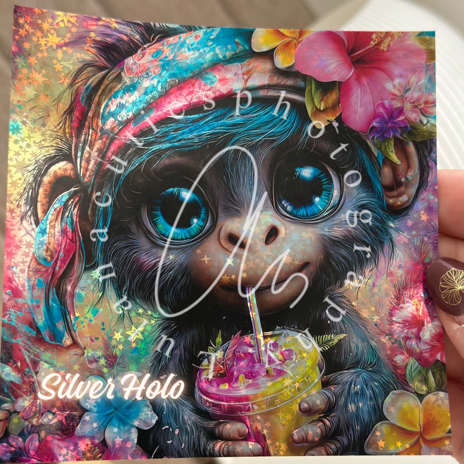Silver Holo Silikonpapier flower Cat