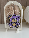 Bärchen Anhänger mit Pompon lila/beige
