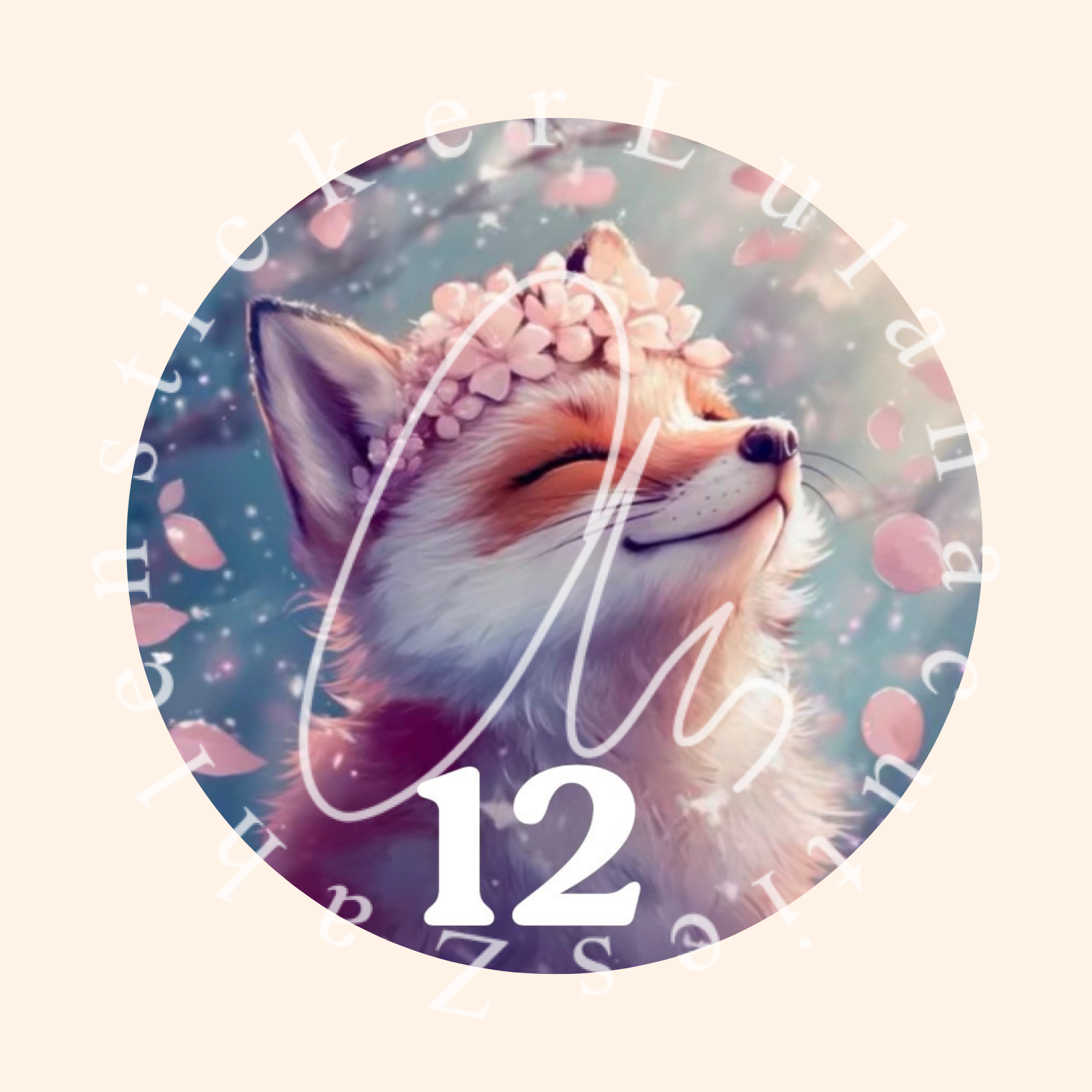 Zahlensticker Fuchs by Traumpixxel für runde Diamond painting Dosen