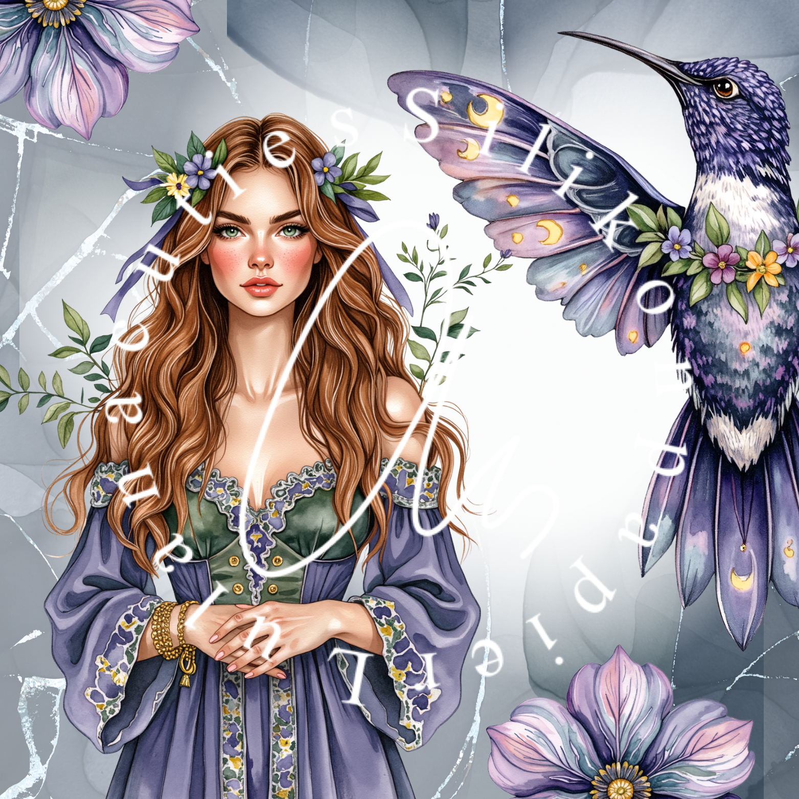 Silikonpapier Amethystblüte Kolibri