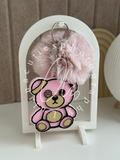 Bärchen Anhänger mit Pompon pink/rosa