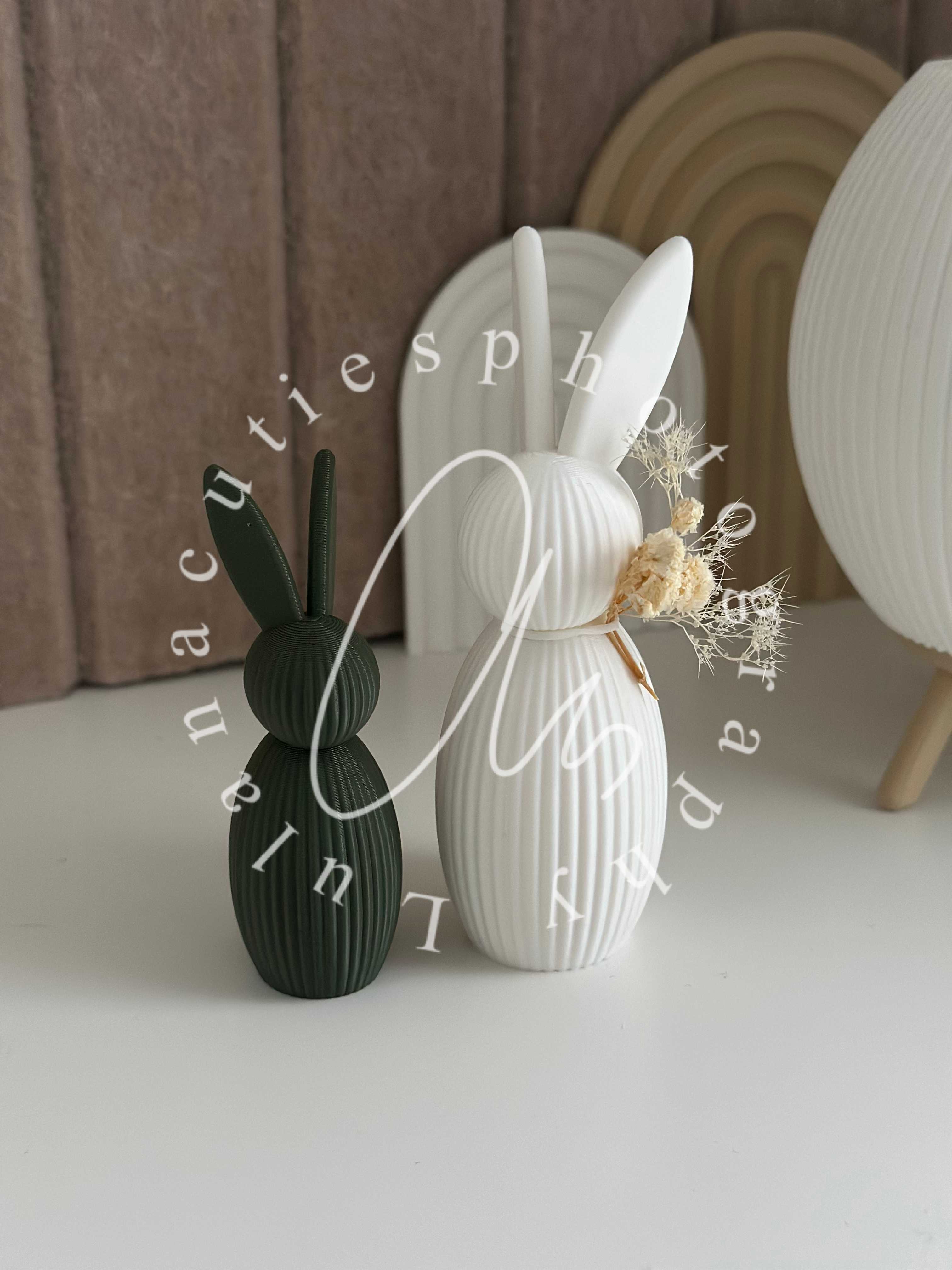 Osterhasen Deko weiß/dunkelgrün
