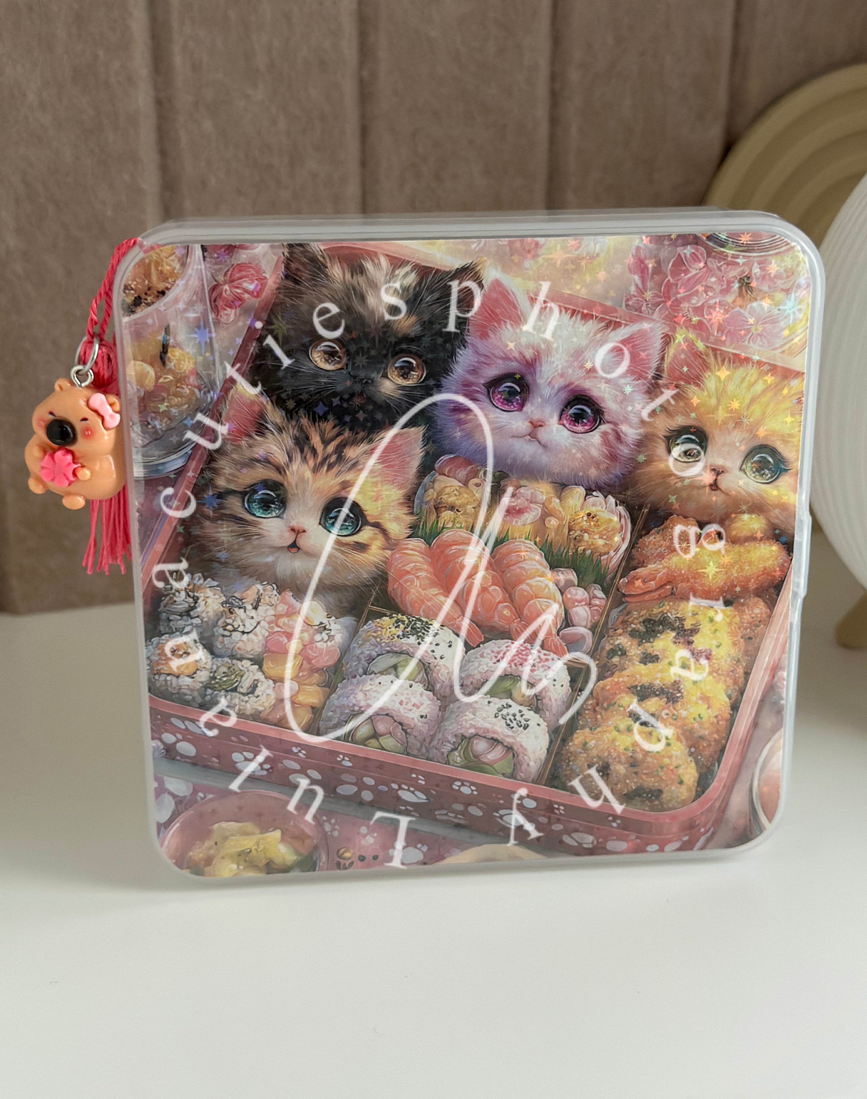 Aufbewahrungsbox 10x10 Kätzchen Sushi by Lisa Morgan