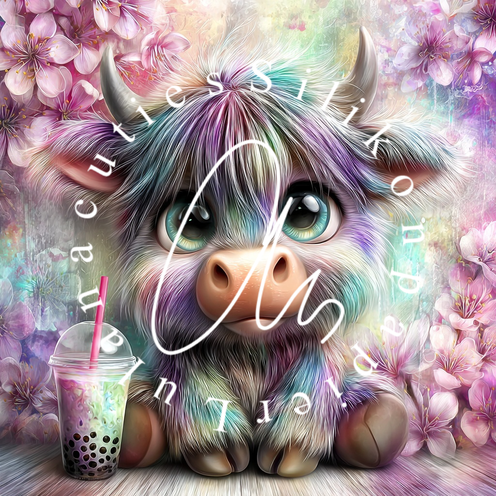 Silver Holo Silikonpapier Pastellflower Cow By Andy‘s_ai_art