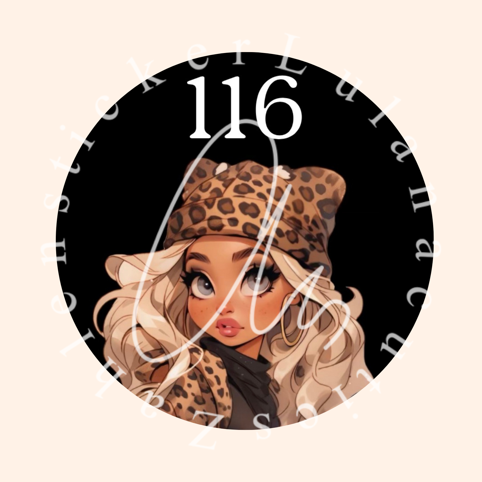 Zahlensticker Leomädchen für runde Diamond painting Dosen