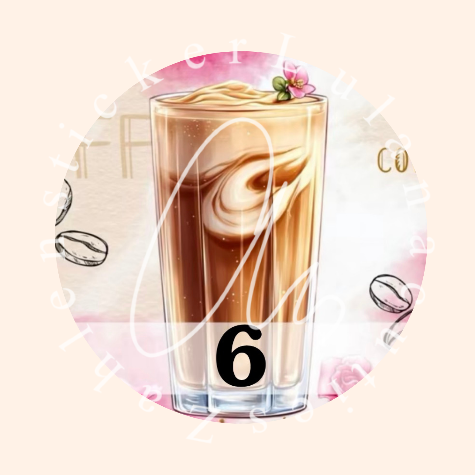 Zahlensticker Kafee für runde Diamond painting Dosen