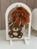 Bärchen Anhänger mit Pompon dunkelbraun/braun