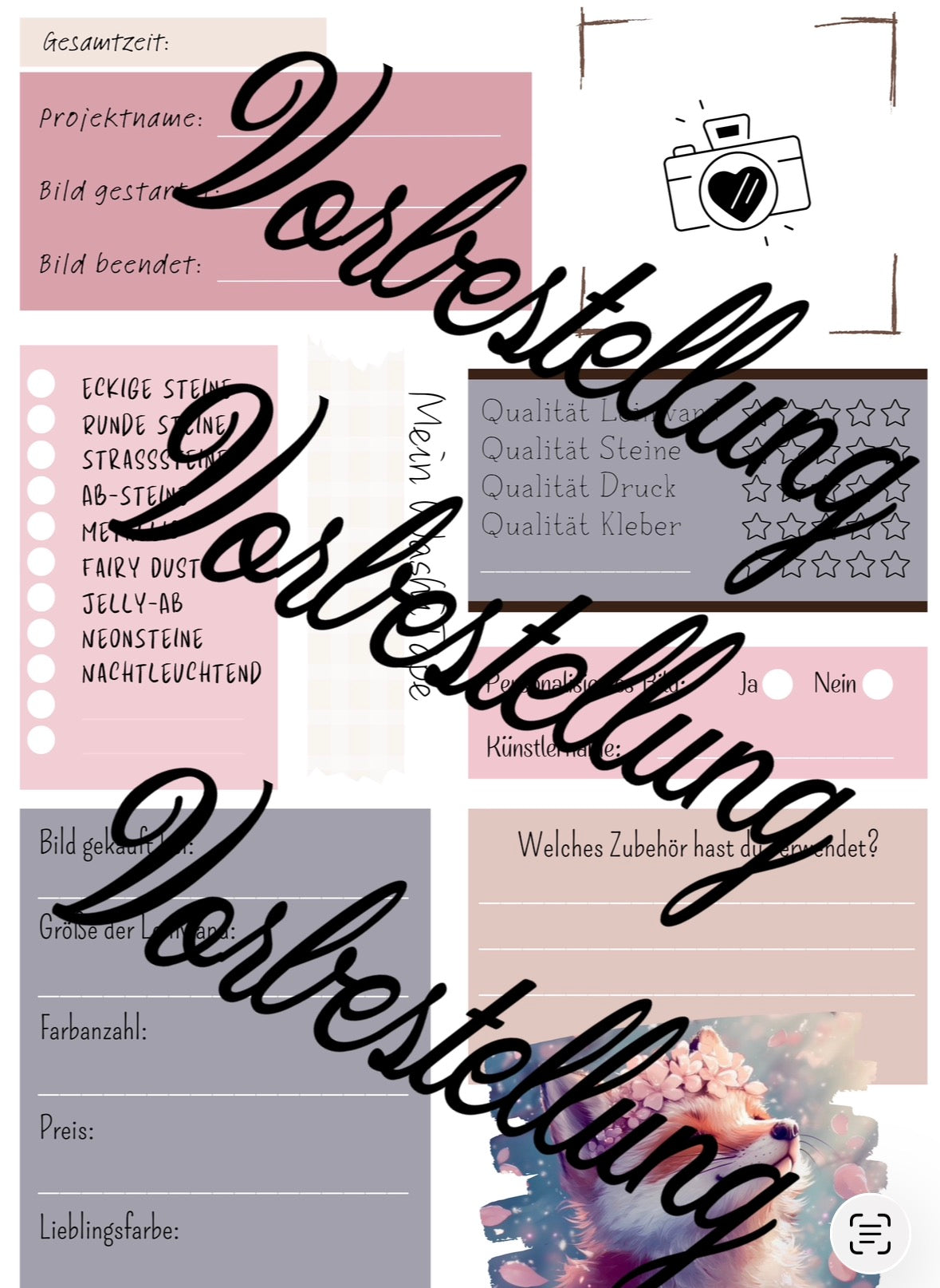 VORBESTELLUNG Diamond Painting Tagebuch Fuchs By Traumpixxel