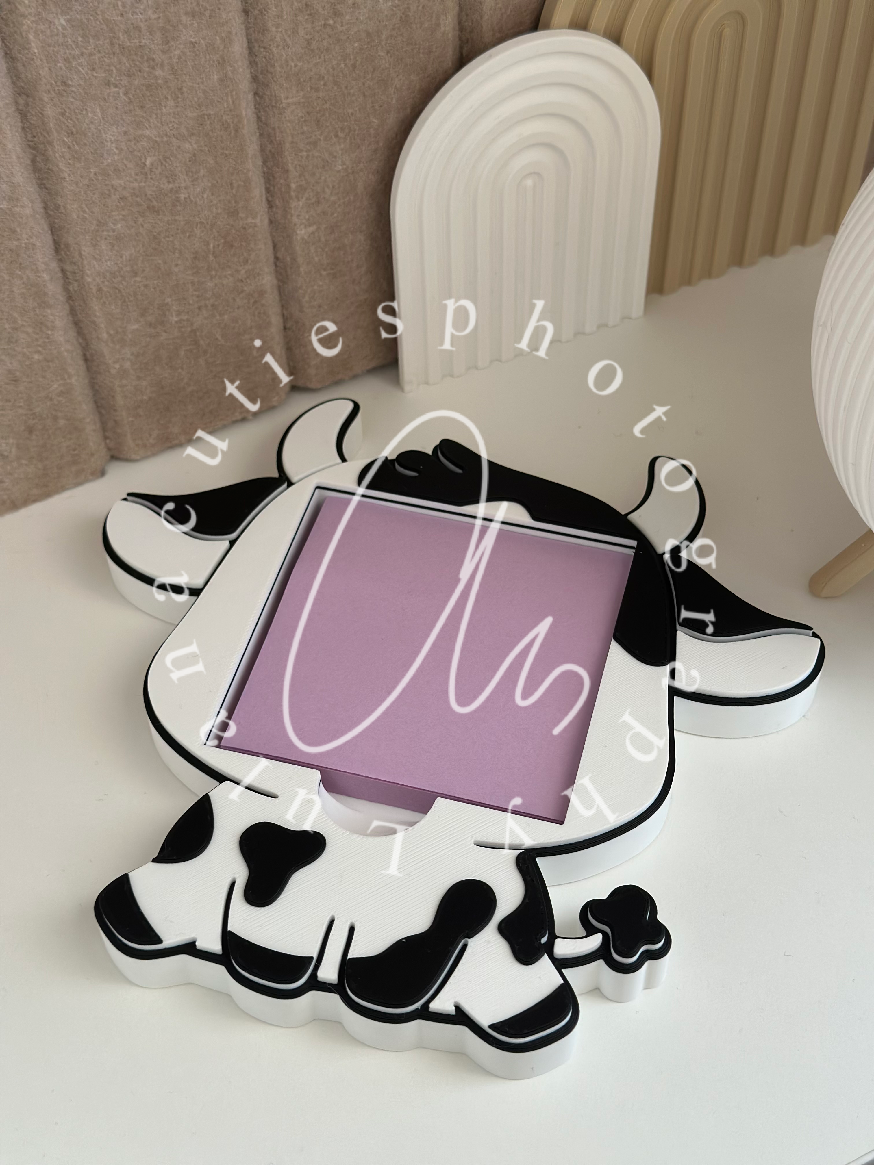 Notizhalter mit Block Kuh schwarz/weiß