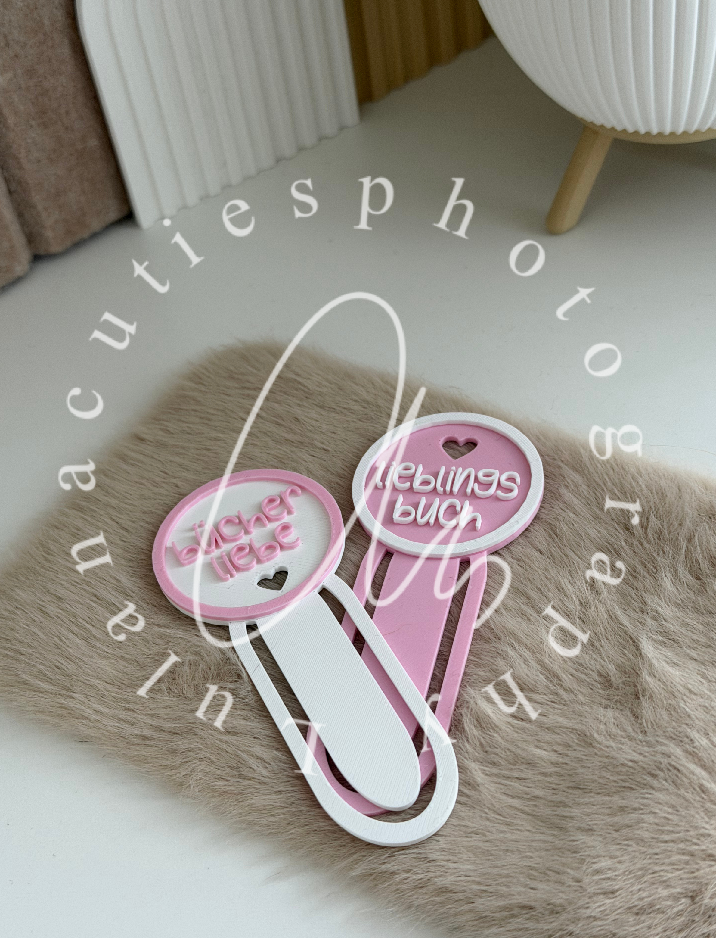 Kleine Lesezeichen Set 2 stk. rosa/weiß